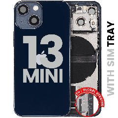 Back Housing W/ Charging Port Flex & Small Parts For iPhone 13 Mini (EU / Global Version) (Used OEM Pull: Grade C) (Midnight)
