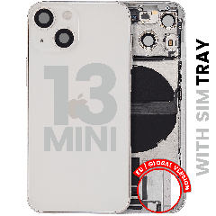 Back Housing W/ Charging Port Flex & Small Parts For iPhone 13 Mini (EU / Global Version) (Used OEM Pull: Grade C) (Starlight)