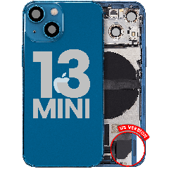 Back Housing W/ Charging Port Flex & Small Parts For iPhone 13 Mini (US Version) (Used OEM Pull: Grade C) (Blue)