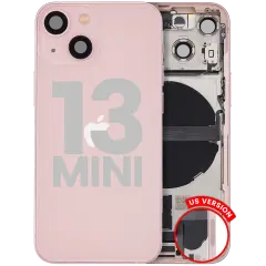 Back Housing W/ Charging Port Flex & Small Parts For iPhone 13 Mini (US Version) (Used OEM Pull: Grade C) (Pink)