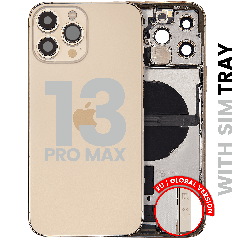 Back Housing W/ Charging Port Flex & Small Parts For iPhone 13 Pro Max (EU / Global Version) (Used OEM Pull: Grade B) (Gold)