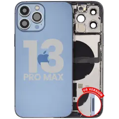 Back Housing W/ Charging Port Flex & Small Parts For iPhone 13 Pro Max (US Version) (Used OEM Pull: Grade A) (Sierra Blue)