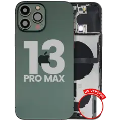 Back Housing W/ Charging Port Flex & Small Parts For iPhone 13 Pro Max (US Version) (Used OEM Pull: Grade B) (Alpine Green)