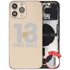 Back Housing W/ Charging Port Flex & Small Parts For iPhone 13 Pro Max (US Version) (Used OEM Pull: Grade C) (Gold)