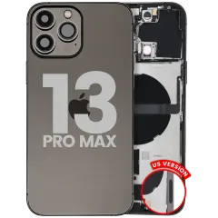 Back Housing W/ Charging Port Flex & Small Parts For iPhone 13 Pro Max (US Version) (Used OEM Pull: Grade C) (Graphite)
