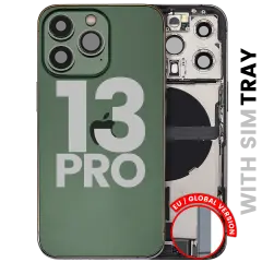 Back Housing W/ Charging Port Flex & Small Parts For iPhone 13 Pro (EU / Global Version) (Used OEM Pull: Grade B) (Alpine Green)