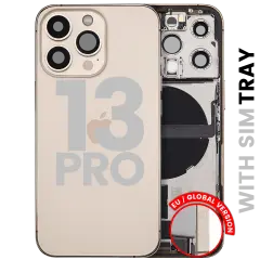 Back Housing W/ Charging Port Flex & Small Parts For iPhone 13 Pro (EU / Global Version) (Used OEM Pull: Grade B) (Gold)