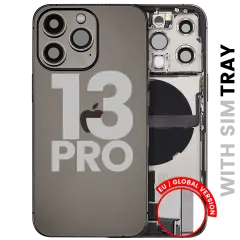 Back Housing W/ Charging Port Flex & Small Parts For iPhone 13 Pro (EU / Global Version) (Used OEM Pull: Grade B) (Graphite)