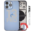 Back Housing W/ Charging Port Flex & Small Parts For iPhone 13 Pro (EU / Global Version) (Used OEM Pull: Grade B) (Sierra Blue)
