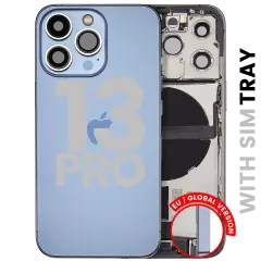 Back Housing W/ Charging Port Flex & Small Parts For iPhone 13 Pro (EU / Global Version) (Used OEM Pull: Grade C) (Sierra Blue)