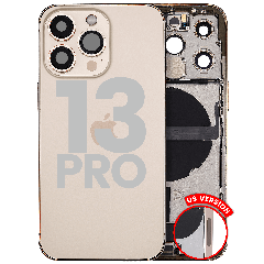 Back Housing W/ Charging Port Flex & Small Parts For iPhone 13 Pro (US Version) (Used OEM Pull: Grade A) (Gold)