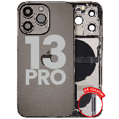 Back Housing W/ Charging Port Flex & Small Parts For iPhone 13 Pro (US Version) (Used OEM Pull: Grade A) (Graphite)