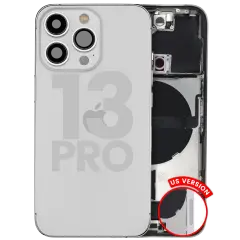 Back Housing W/ Charging Port Flex & Small Parts For iPhone 13 Pro (US Version) (Used OEM Pull: Grade A) (Silver)