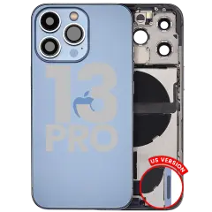 Back Housing W/ Charging Port Flex & Small Parts For iPhone 13 Pro (US Version) (Used OEM Pull: Grade B) (Sierra Blue)
