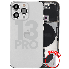 Back Housing W/ Charging Port Flex & Small Parts For iPhone 13 Pro (US Version) (Used OEM Pull: Grade B) (Silver)