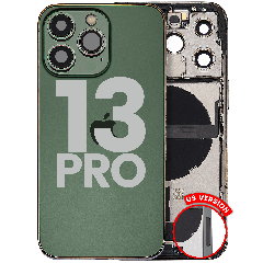 Back Housing W/ Charging Port Flex & Small Parts For iPhone 13 Pro (US Version) (Used OEM Pull: Grade C) (Alpine Green)