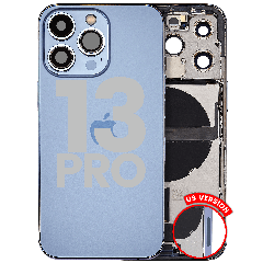 Back Housing W/ Charging Port Flex & Small Parts For iPhone 13 Pro (US Version) (Used OEM Pull: Grade C) (Sierra Blue)
