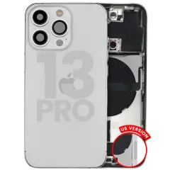 Back Housing W/ Charging Port Flex & Small Parts For iPhone 13 Pro (US Version) (Used OEM Pull: Grade C) (Silver)
