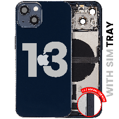 Back Housing W/ Charging Port Flex & Small Parts For iPhone 13 (EU / Global Version) (Used OEM Pull: Grade B) (Midnight)