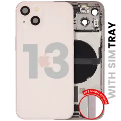 Back Housing W/ Charging Port Flex & Small Parts For iPhone 13 (EU / Global Version) (Used OEM Pull: Grade B) (Pink)