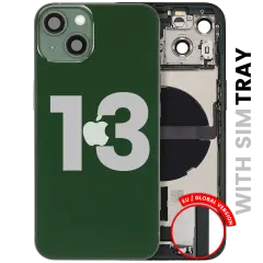 Back Housing W/ Charging Port Flex & Small Parts For iPhone 13 (EU / Global Version) (Used OEM Pull: Grade C) (Green)