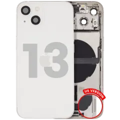 Back Housing W/ Charging Port Flex & Small Parts For iPhone 13 (US Version) (Used OEM Pull: Grade A) (Starlight)