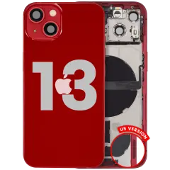 Back Housing W/ Charging Port Flex & Small Parts For iPhone 13 (US Version) (Used OEM Pull: Grade B) (Red)