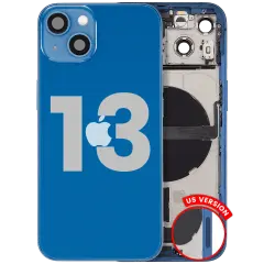 Back Housing W/ Charging Port Flex & Small Parts For iPhone 13 (US Version) (Used OEM Pull: Grade C) (Blue)