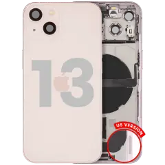 Back Housing W/ Charging Port Flex & Small Parts For iPhone 13 (US Version) (Used OEM Pull: Grade C) (Pink)