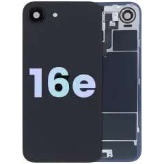Back Glass w/ Wireless NFC Charging Flex & Flashlight Flex For iPhone 16e (Service Pack) (Black)