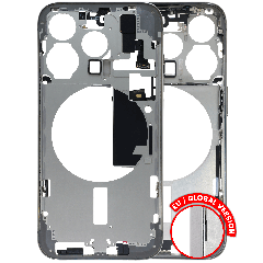 Mid-Frame Housing W/ Small Parts For iPhone 15 Pro (EU / Global Version) (Used OEM Pull: Grade B) (White Titanium)