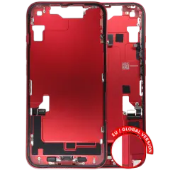 Mid-Frame Housing W/ Charging Port Flex & Small Parts For iPhone 14 (EU / Global Version) (Used OEM Pull: Grade A) (Red)