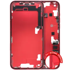 Mid-Frame Housing W/ Charging Port Flex & Small Parts For iPhone 14 Plus (EU / Global Version) (Used OEM Pull: Grade B) (Red)
