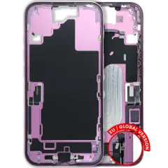 Mid-Frame Housing W/ Charging Port Flex & Small Parts For iPhone 16 (EU / Global Version) (Used OEM Pull: Grade C) (Pink)