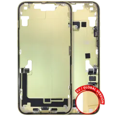 Mid-Frame Housing W/ Charging Port Flex & Small Parts For iPhone 14 Plus (EU / Global Version) (Used OEM Pull: Grade A) (Yellow)