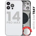 Back Housing W/ Charging Port Flex & Small Parts For iPhone 14 Pro Max (EU / Global Version) (Used OEM Pull: Grade B) (Silver)