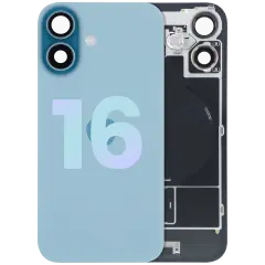 Back Glass With Steel Plate With Wireless NFC Charging MagSafe Magnet & Flashlight Flex For iPhone 16 (Service Pack) (Teal)