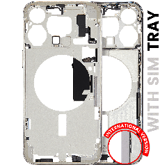 Mid-Frame Housing W/ Small Parts For iPhone 15 Pro Max (EU / Global Version) (Used OEM Pull: Grade A) (White Titanium)