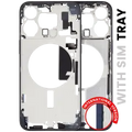 Mid-Frame Housing W/ Small Parts For iPhone 15 Pro Max (EU / Global Version) (Used OEM Pull: Grade C) (Blue Titanium)