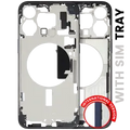 Mid-Frame Housing W/ Small Parts For iPhone 15 Pro Max (EU / Global Version) (Used OEM Pull: Grade B) (Blue Titanium)
