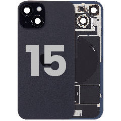 Back Glass w/ MagSafe Magnet & NFC & Flashlight Flex For iPhone 15 (Used OEM Pull: Grade A) (Black)
