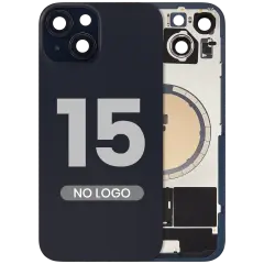 Back Glass w/ MagSafe Magnet For iPhone 15 (No Logo) (Aftermarket) (Black)