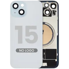 Back Glass w/ MagSafe Magnet For iPhone 15 (No Logo) (Aftermarket) (Blue)