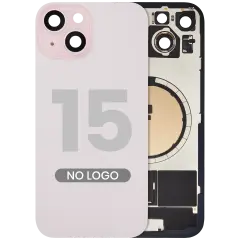 Back Glass w/ MagSafe Magnet For iPhone 15 (No Logo) (Aftermarket) (Pink)