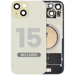 Back Glass w/ MagSafe Magnet For iPhone 15 (No Logo) (Aftermarket) (Yellow)