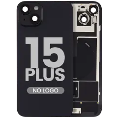 Back Glass w/ MagSafe Magnet & NFC & Flashlight Flex For iPhone 15 Plus (No Logo) (Aftermarket) (Black)