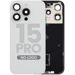 Back Glass w/ MagSafe Magnet & NFC & Flashlight Flex For iPhone 15 Pro (No Logo) (Aftermarket) (White Titanium)