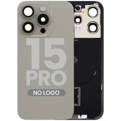 Back Glass w/ MagSafe Magnet & NFC & Flashlight Flex For iPhone 15 Pro (No Logo) (Aftermarket) (Natural Titanium)