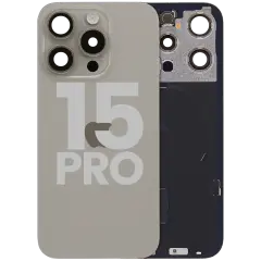 Back Glass w/ MagSafe Magnet & NFC & Flashlight Flex For iPhone 15 Pro (Used OEM Pull: Grade B) (Natural Titanium)
