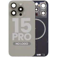 Back Glass w/ MagSafe Magnet For iPhone 15 Pro (No Logo) (Aftermarket) (Natural Titanium)